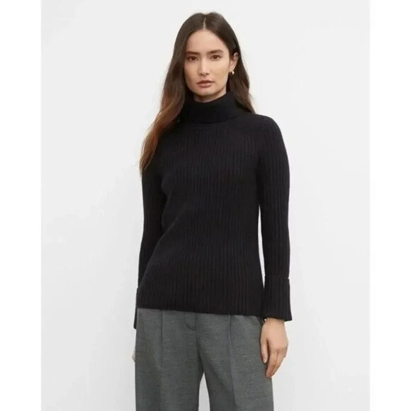 Club Monaco Black Ribbed Turtleneck Sweater S - Picture 1 of 4